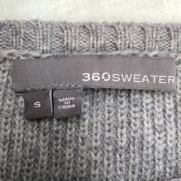 360 Wool Cashmere Colorblock Gray Sweater - Picture 8 of 9